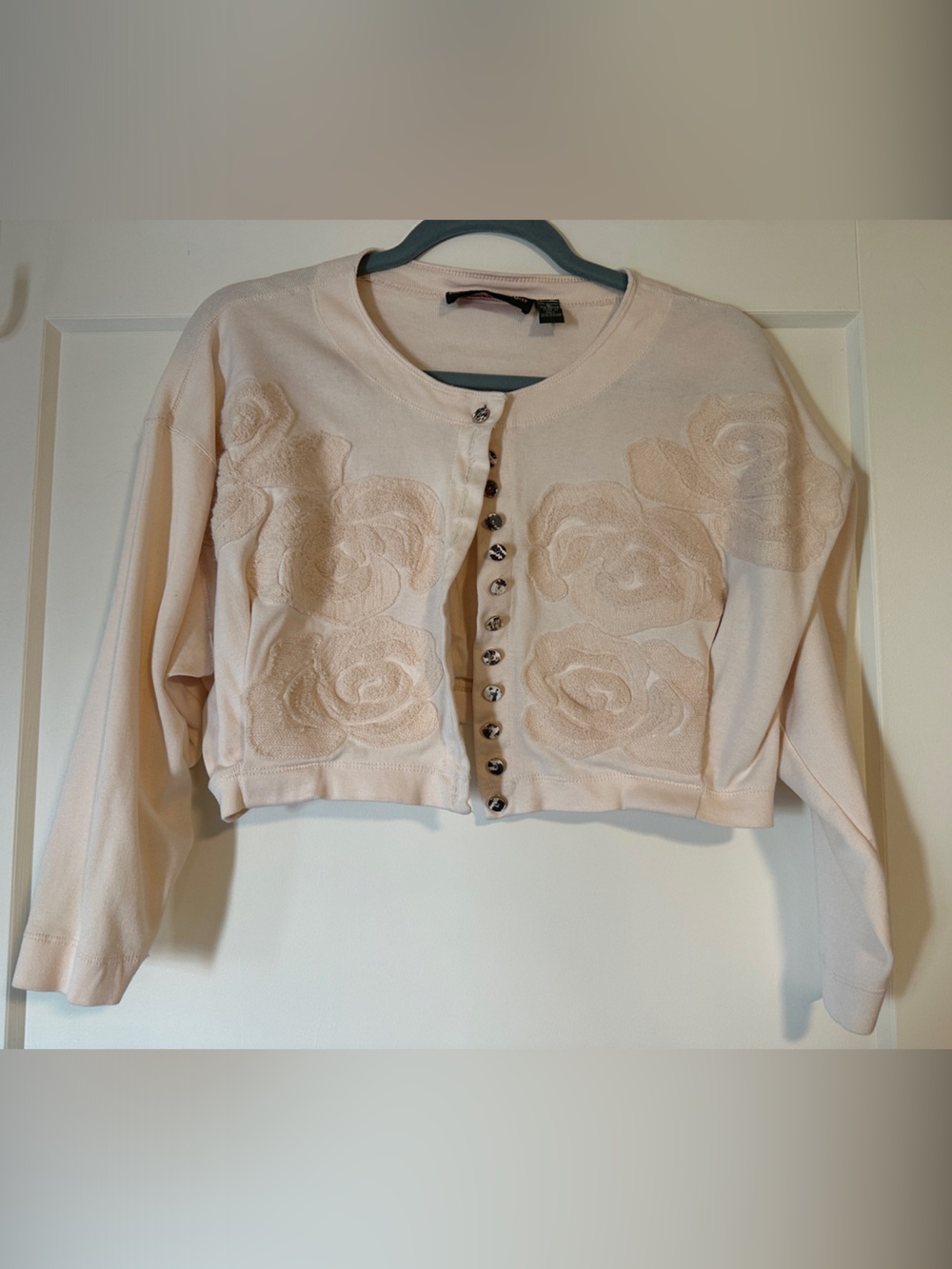 Outback Red Cream Floral Appliqué Knit Cardigan